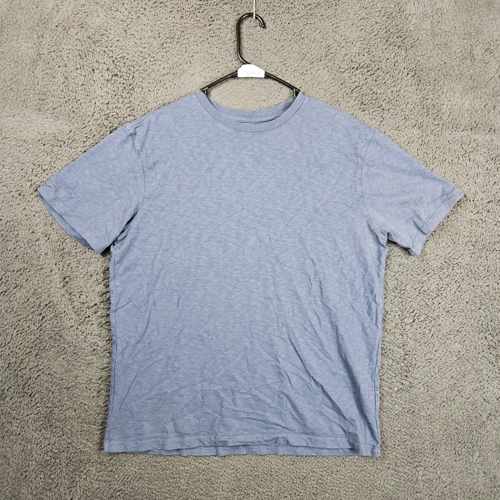 American Giant Mens Large Blue Slub Knit Cotton Crew Neck Short Sleeve T-Shirt